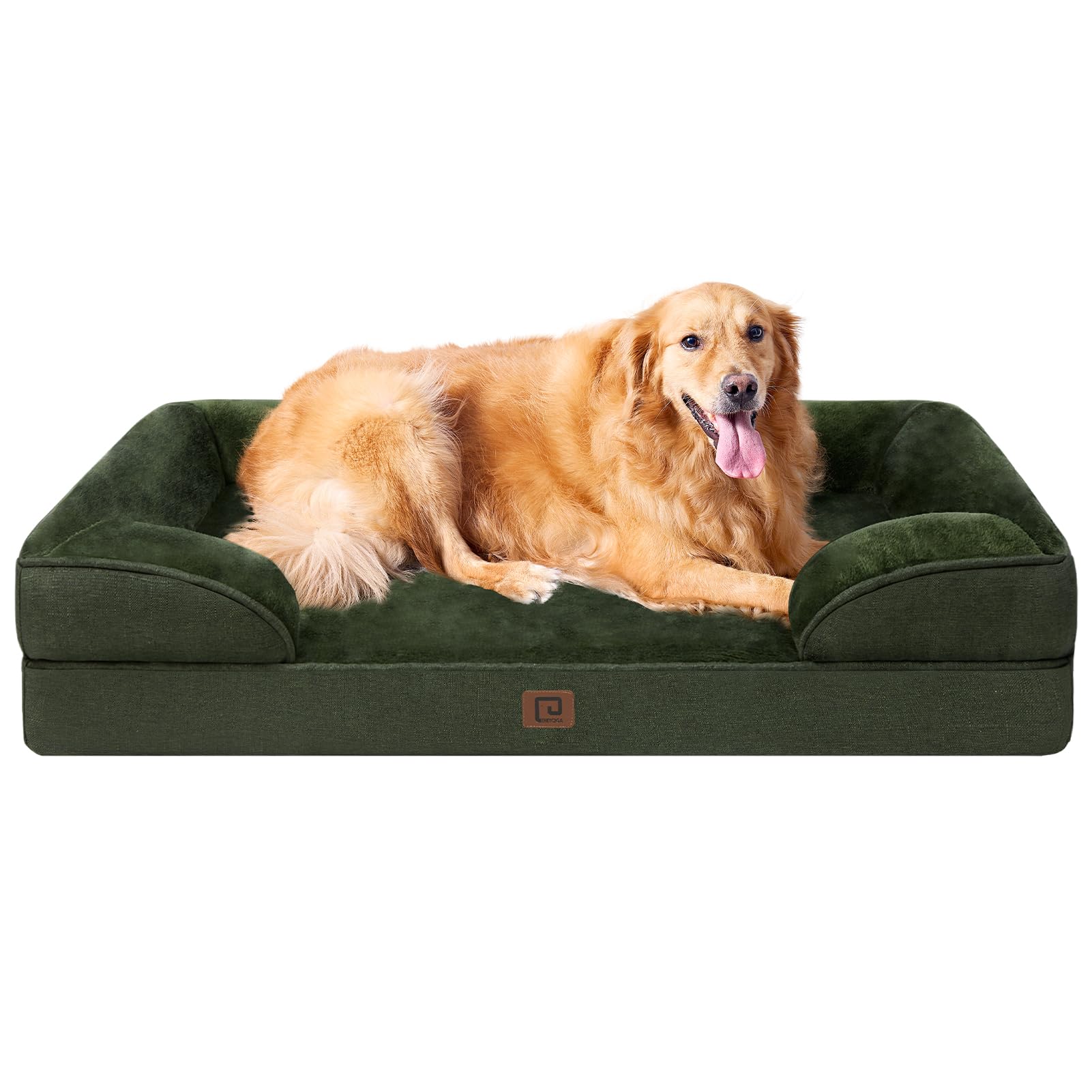 Photo 1 of **********MISSING COVER***** EHEYCIGA Orthopedic Dog Beds for Extra Large Dogs, Waterproof Memory Foam XL Pet Bed with Sides, Non-Slip Bottom and Egg-Crate Foam Big Dog Couch Bed with Washable Removable Cover, Dark Green