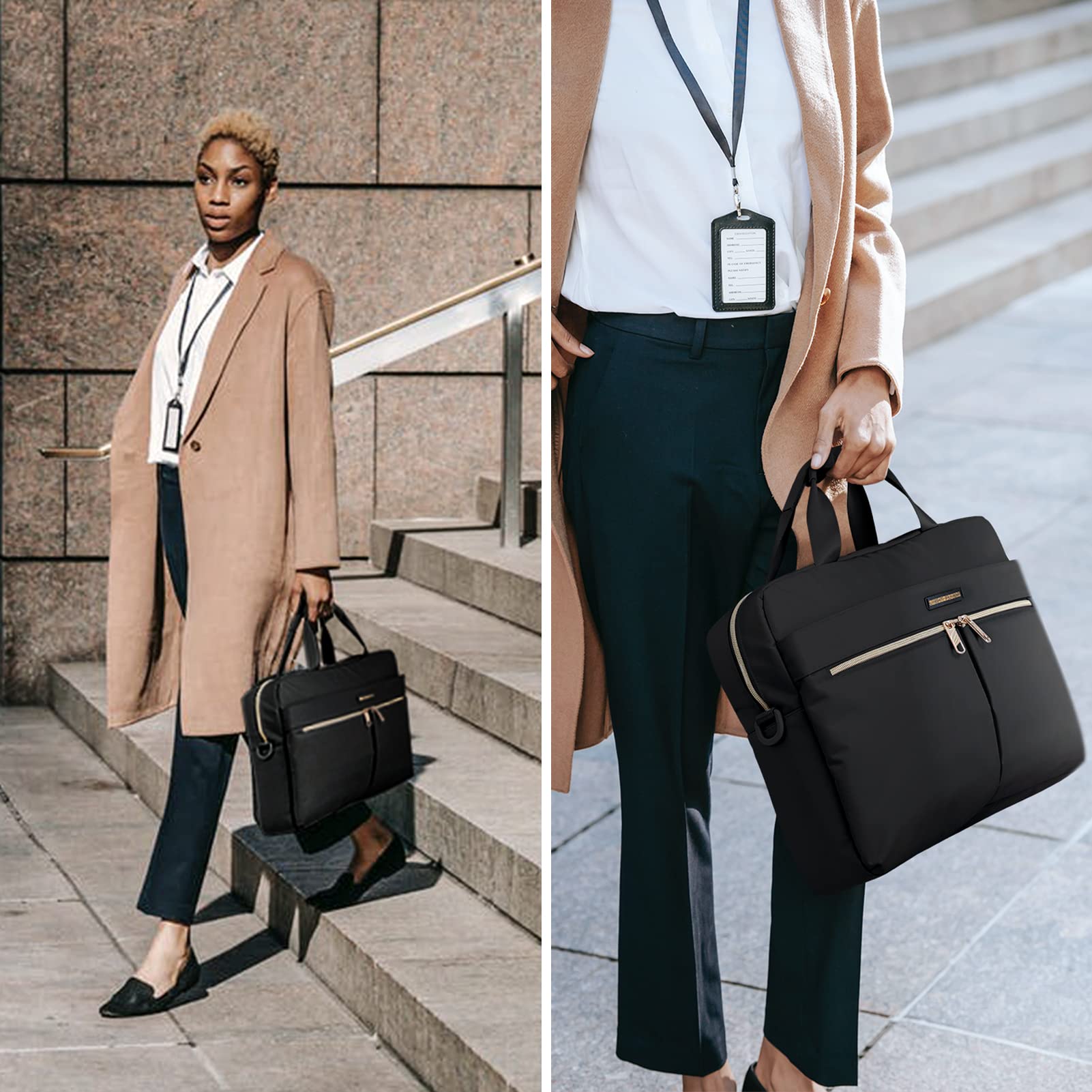 LIGHT FLIGHT 15.6/17.3 Inch Laptop Bag, Briefcase for Women, Large Laptop Case Computer Bag Office Travel Business, Nylon