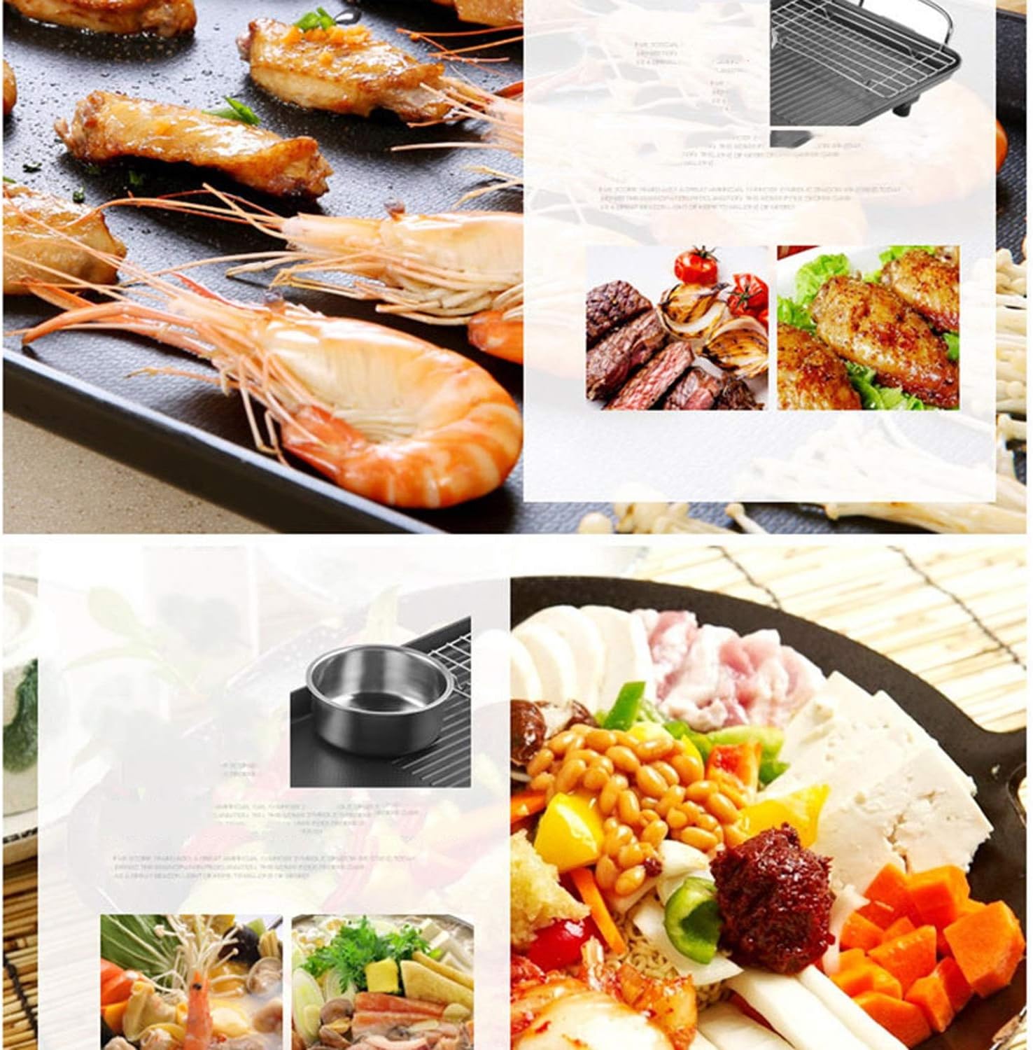 review BDHBB 110V Electric Griddles, Teppanyaki Grills, Contact Grills, Portable Electric Grill Indoor, with Barbecue Medical Stone Non-Stick Pan