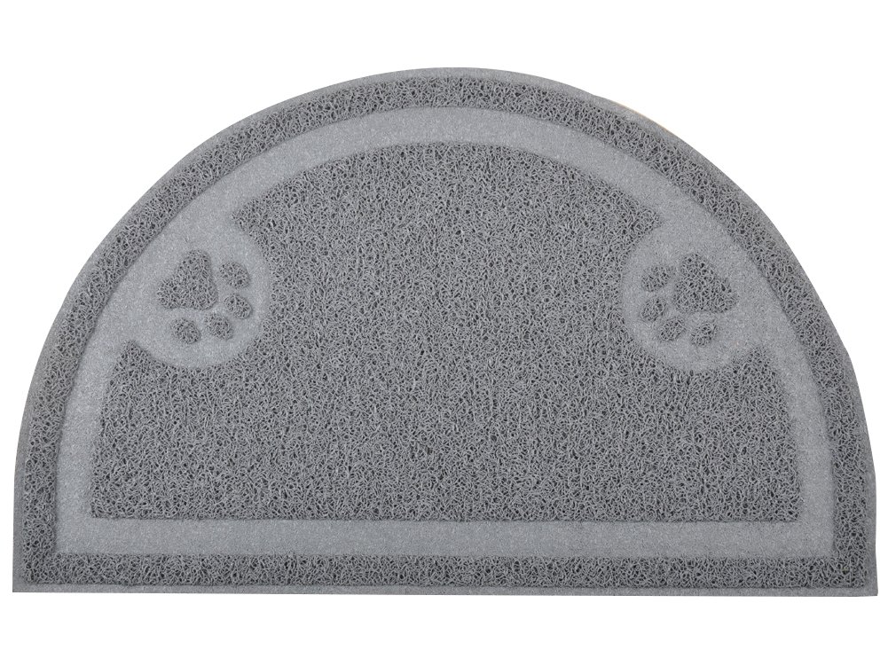 DM Cat Paw Print Litter Tray Mat,Door Mat, Kitty Litter Rug,Half Circle,23.5*14.25 Inches (Grey)