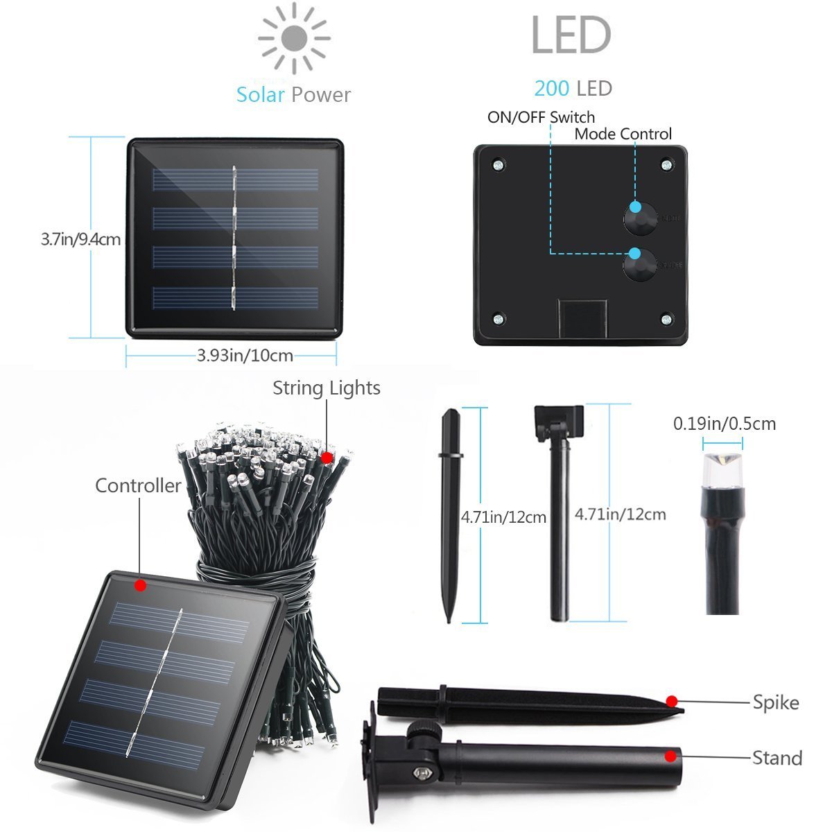 Luces solares,Sportgirls 72ft 200 LED Guirnalda de Luces solar exterior,arbol led,iluminación solar jardín exterior decrotion, 8 modos de luces exteriores interiores titilantes (blanco)