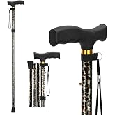 supregear Folding Cane, Lightweight 5-Level Adjustable Walking Stick with Wrist Strap and T-Handle, Portable Mobility Aid for Elderly and Disabled Men and Women