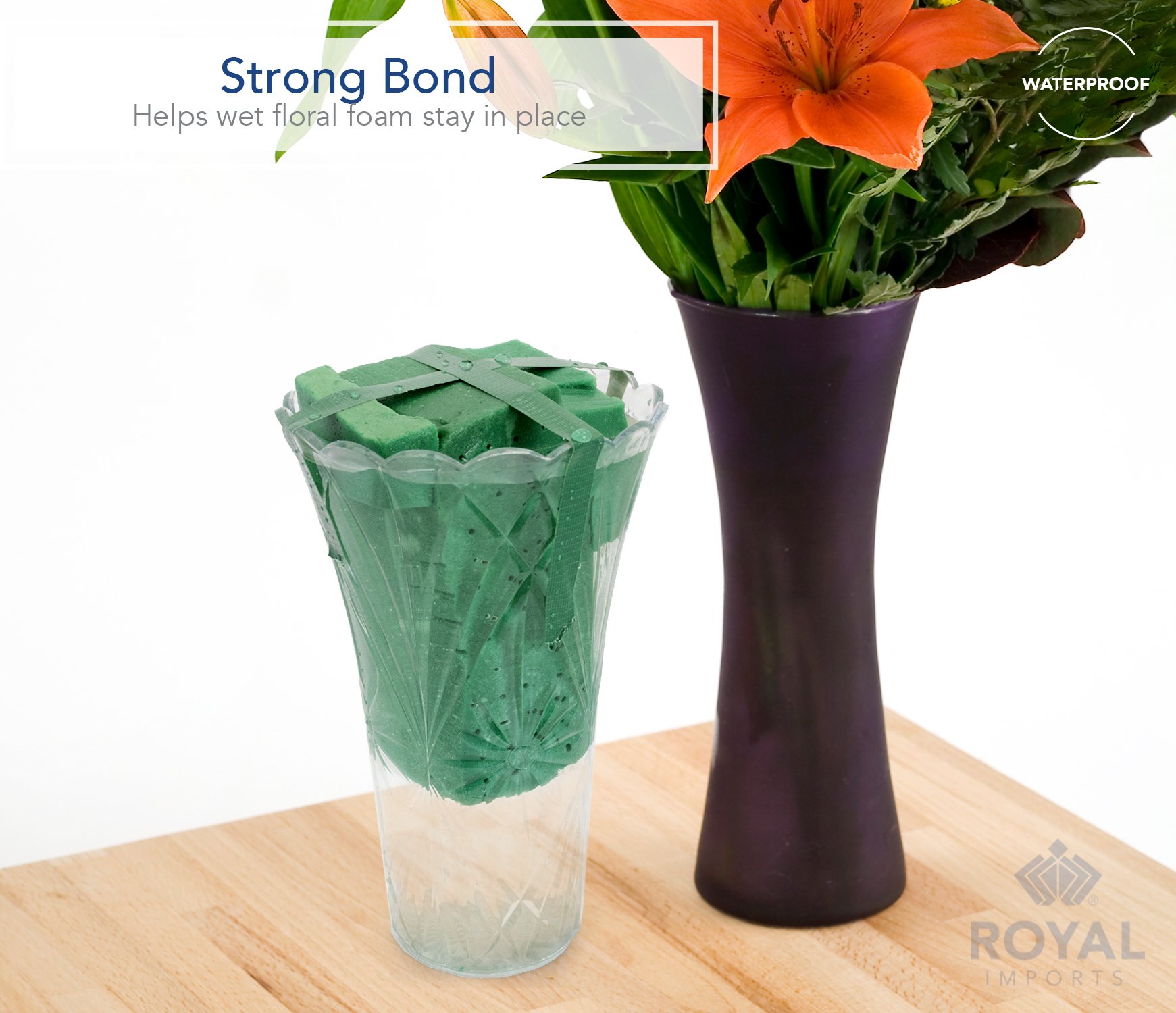 Royal Imports Floral Tape Green, Flower Stem Wrap Adhesive Waterproof Florist Tape for Decorative Bouquets Arranging and Crafts - 0.25