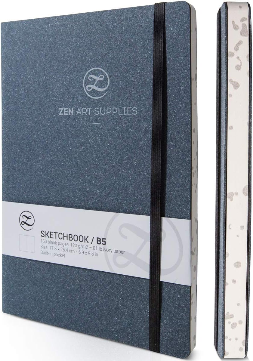 B5 Large Art Sketchbook, Sketch Notebook with Thick 120 GSM Acid-Free Ivory Paper