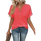 EyMuse Womens Summer Tops Spring Short Sleeve V Neck True Classic T Shirt Casual Cute Fashion Beach Vacation Clothes 2026