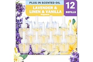 DERDUFT Plug in Refills Air Freshener, Plug in Scented Oil Refill, Lavender, Linen & Vanilla Scents,12 Count, 7.92 Fl Oz, Plug Refills for Home and Bathroom, Compatible with Glade, Compatible with Air Wick