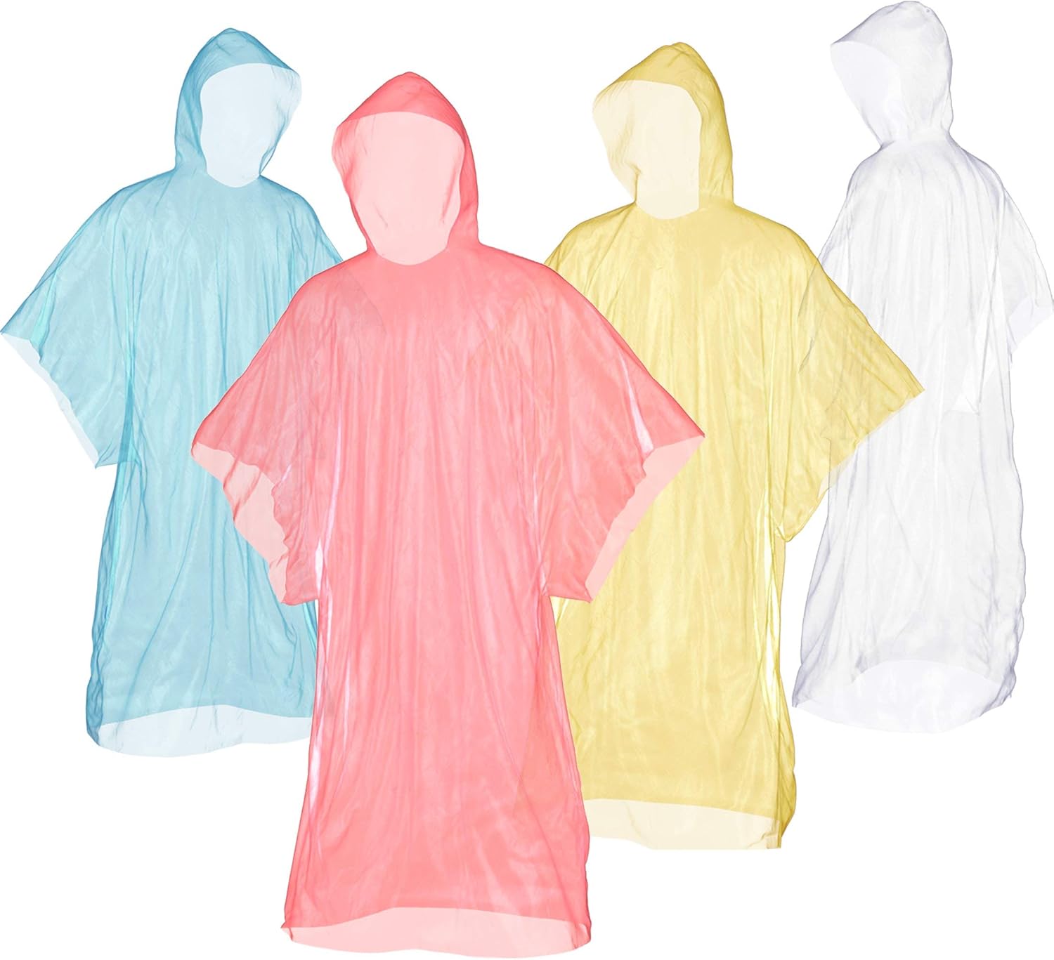 BORA.basics pack of 12 rain ponchos with hood economy set disposable