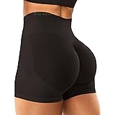 Ieumaz Women Mid Waist Scrunch Butt Lifting Seamless Gym Workout Biker Shorts 5" Inseam Compression Tummy Control Yoga Shorts
