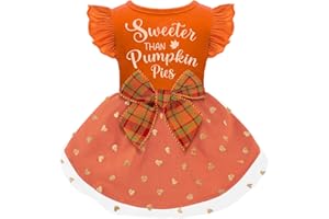 BAOBICUTE Dog Thanksgiving Outfit Dog Ruffle Dress Cute Puppy Dress with Bowknot Tulle for Small Medium Dogs Boys Girls Fall Pet Costume Thanksgiving Day