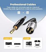 Tisino Male XLR to 6.35mm TRS Cable 2m Balanced Audio Lead view 3