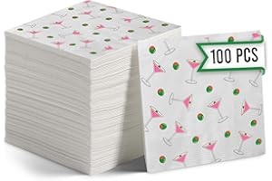 A Tini Bit Older Birthday, Espresso and Olive Martini Napkins 100 Pcs, Tini Bit Older Dirty Martini Decor, Disposable Tiny Co