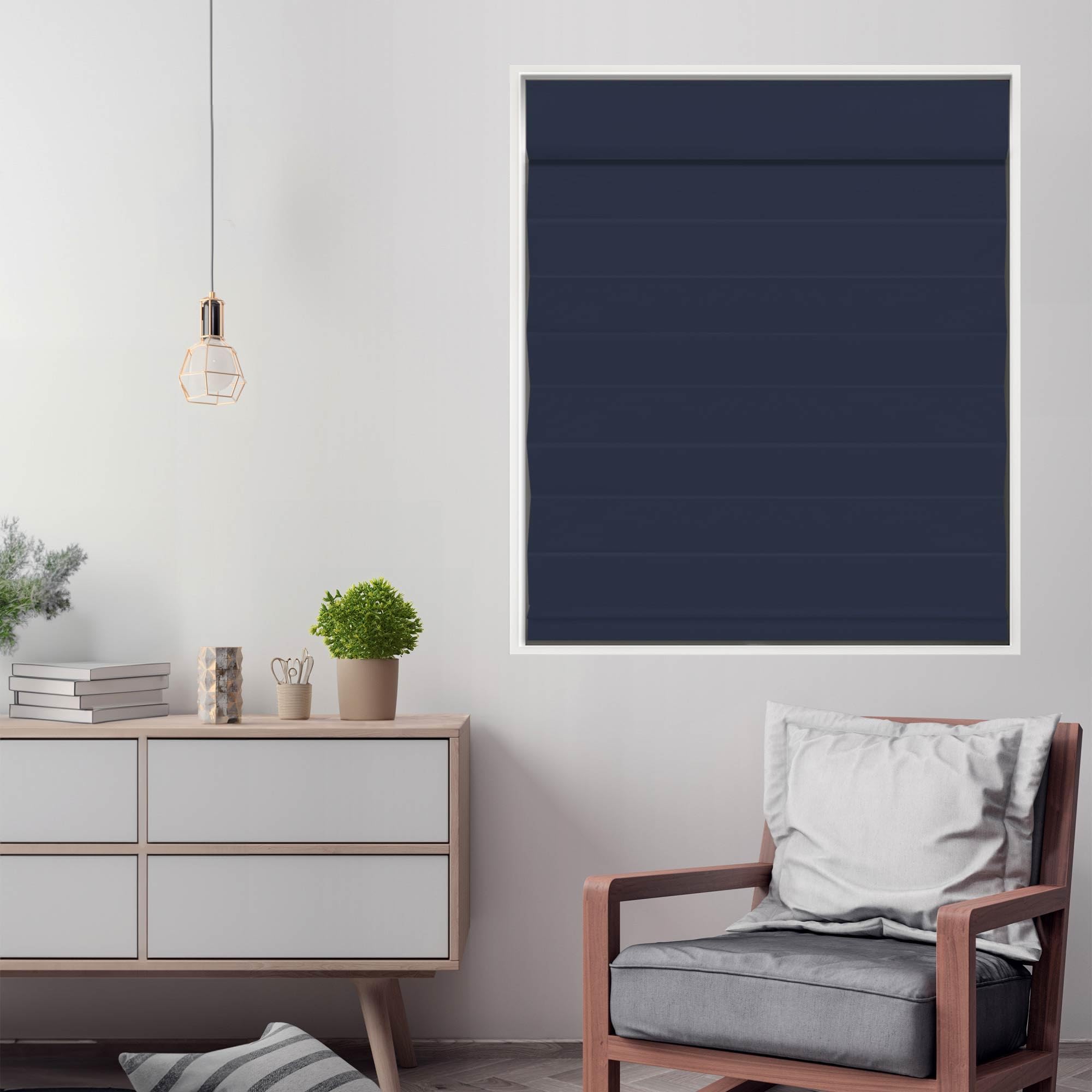 DEZ FURNISHINGS Cordless Blackout Roman Cellular Shade, 43″W x 72″H, Navy