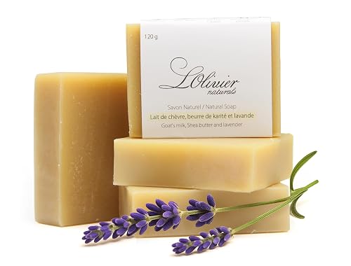 4 Bars Goat's Milk Soap - With Shea Butter and Lavender - All Natural Bar Soap - Handmade Soap - Made in Canada