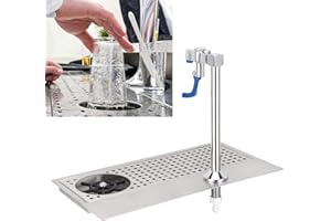 ZenithAur Multi Angle Nozzle Glass Rinser with Push Type Faucet, Commercial Stainless Steel Pitcher Rinser, Cup Holder, Drain