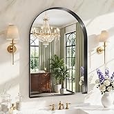 Arch Bathroom Mirror, 30"x40" Wall Mounted Vanity Mirror with Deep Frame, Tempered Glass Decor Mirror for Bathroom, Bedroom, Entryway and Living Room, Hanging or Leaning, Black