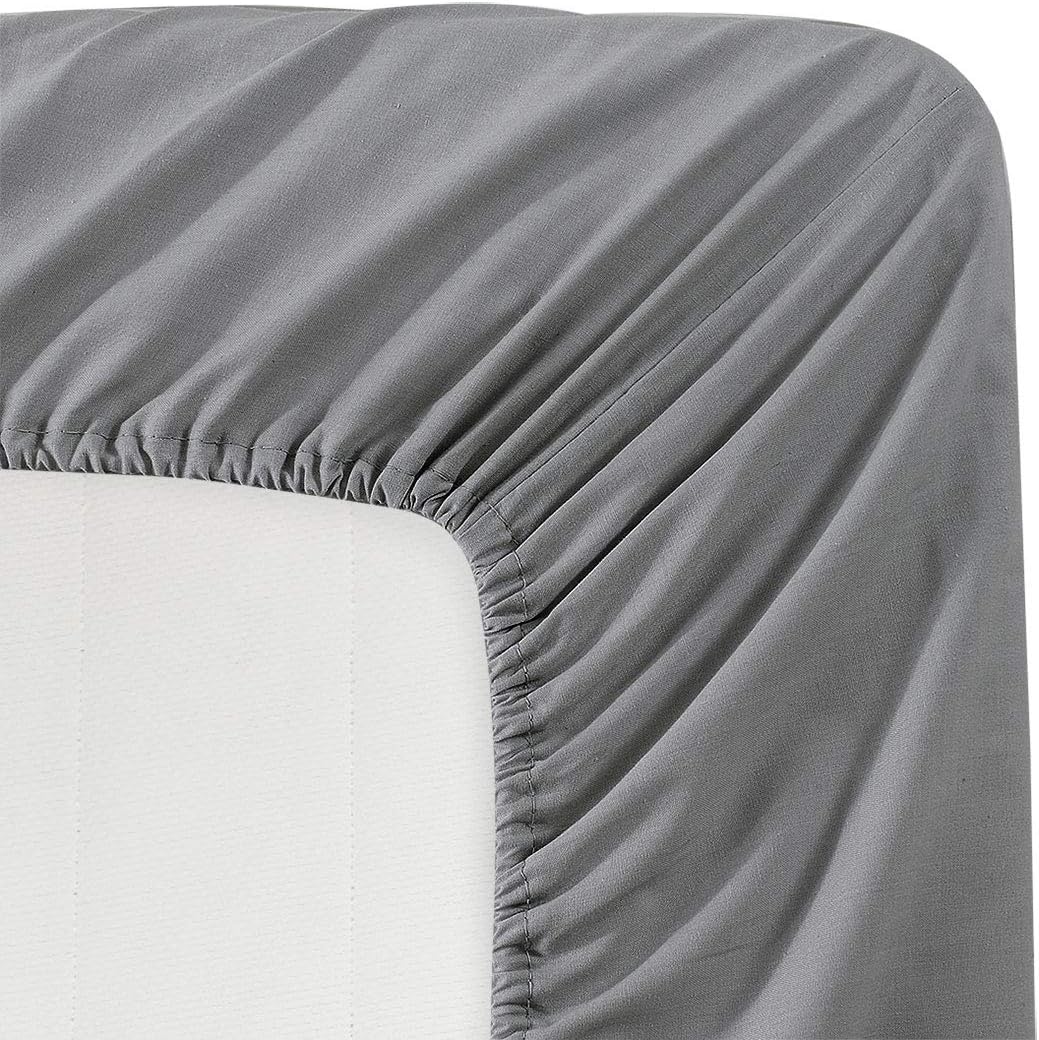Basic Choice Solid Color Microfiber Deep Pocket Fitted Sheet, Standard 100 by Oeko-Tex, Twin, Charcoal