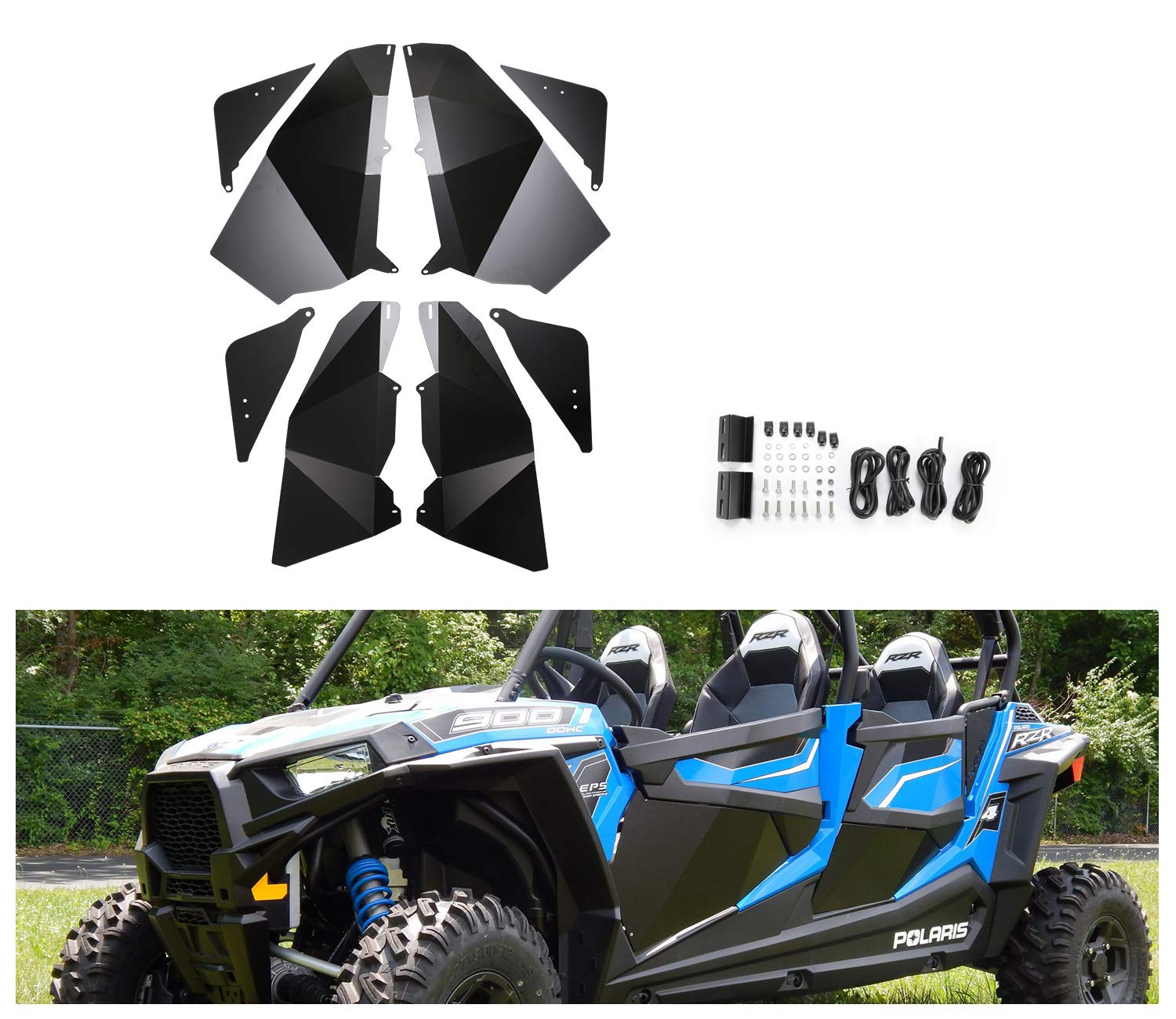 RZR Lower Door Inserts Aluminum, A & UTV PRO Lower Half Door Panels 4 Seater Bottom Doors for