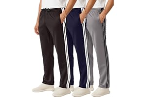 Real Essentials 3 Pack: Men's Mesh Athletic Gym Workout Lounge Open Bottom Sweatpants with Pockets (Available in Big & Tall)