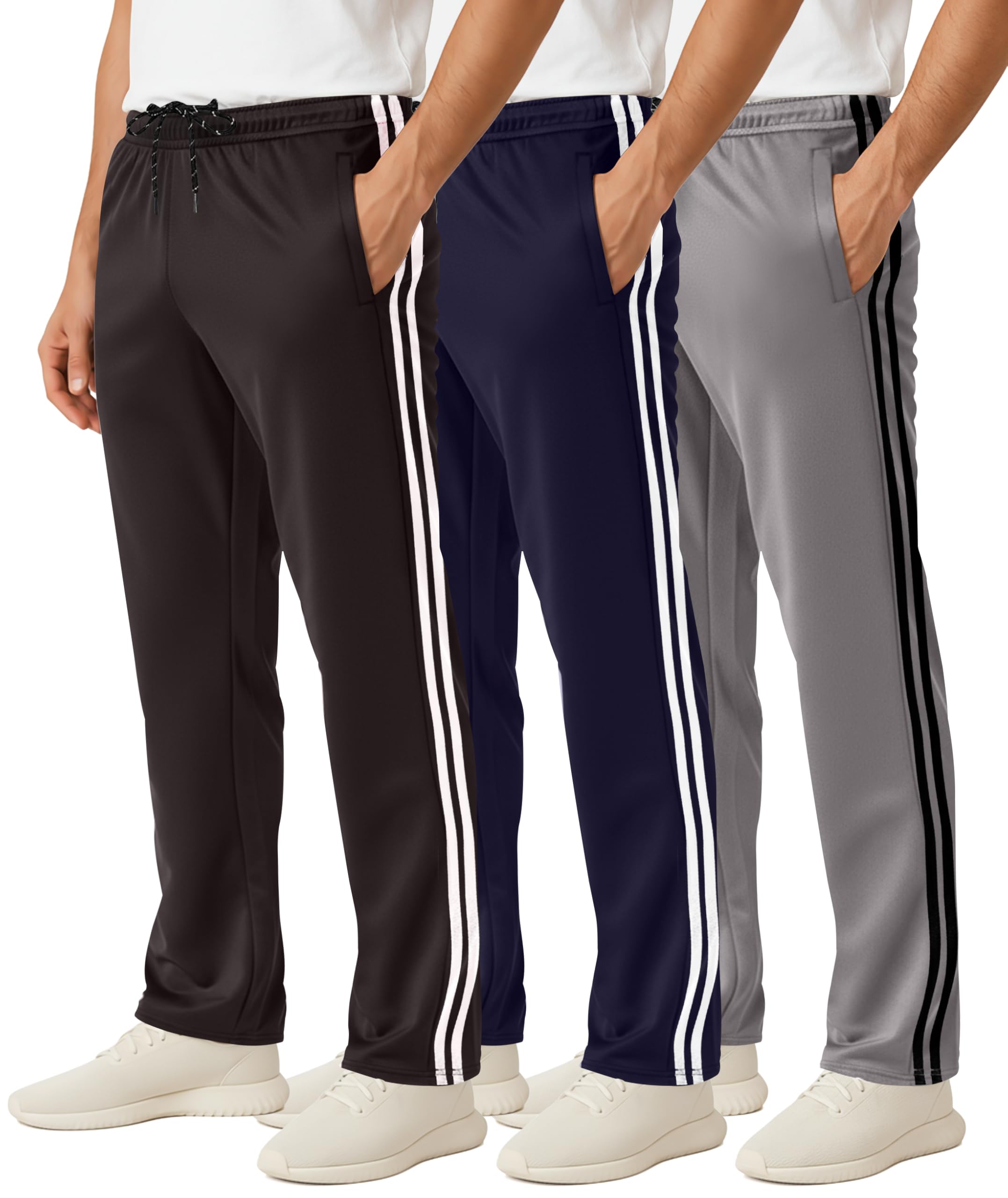 Photo 1 of Real Essentials 3 Pack: Men's Mesh Open Bottom Sweatpants Gym Active Athletic Workout Casual Pants with Pockets- Set 5 XL