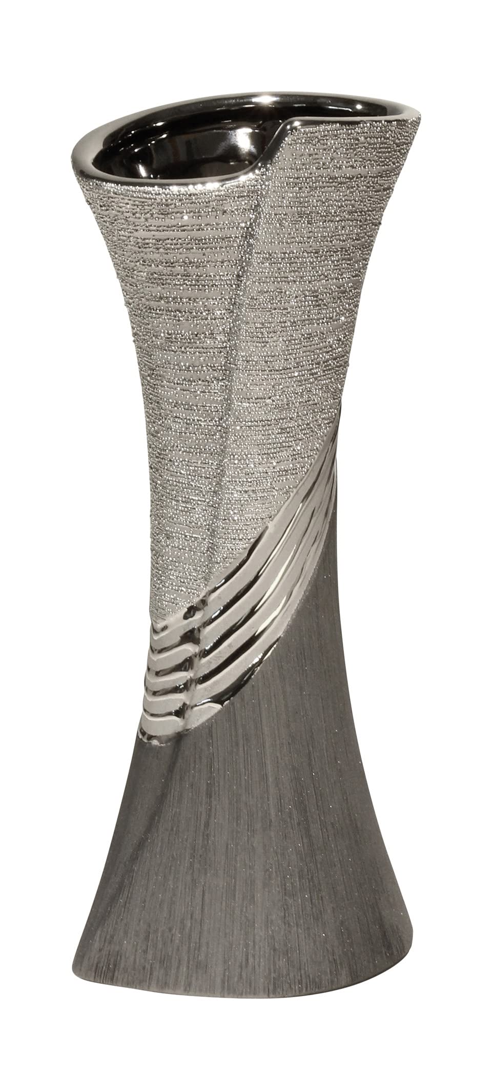 Gilde Vase grau silber mit Relifierung 11556028