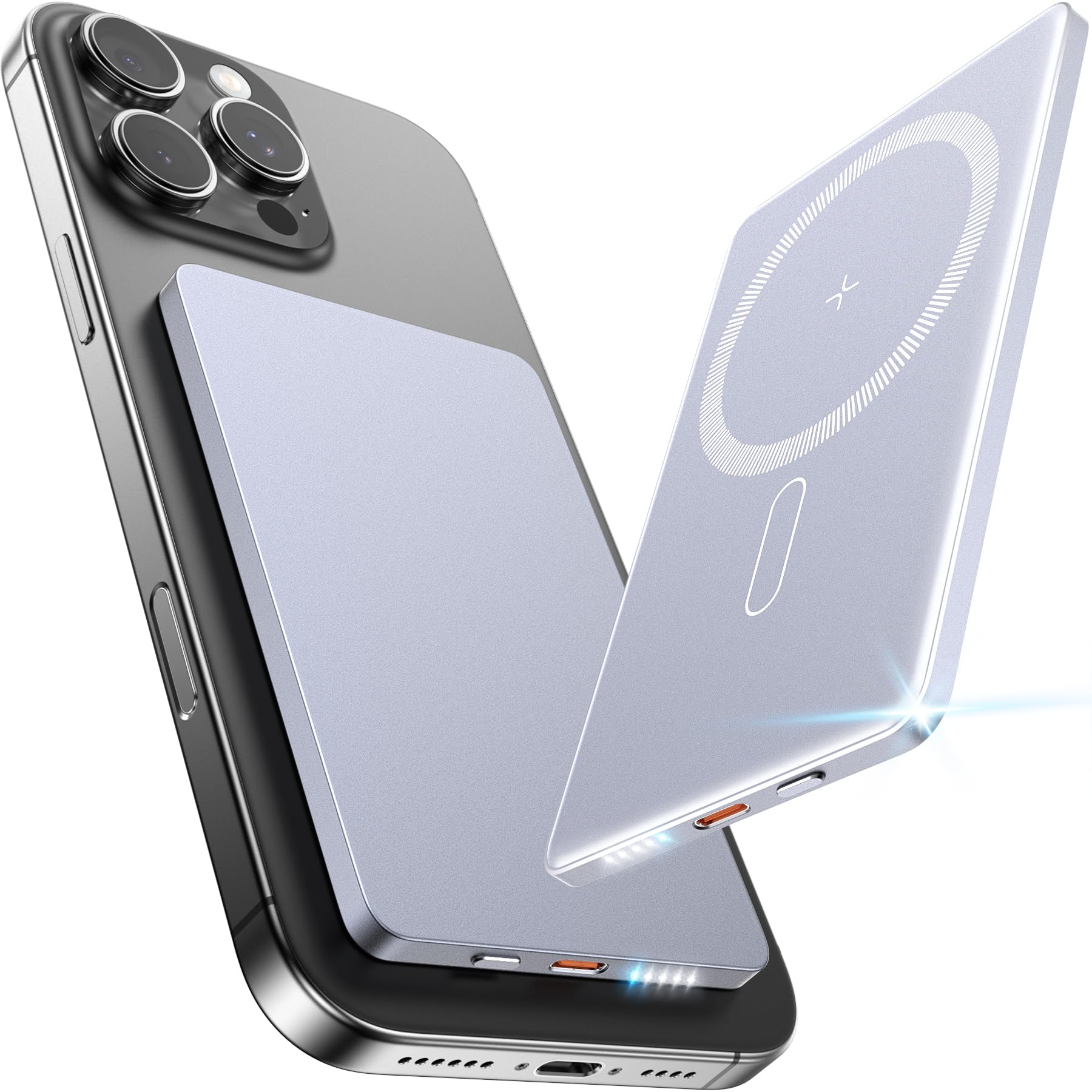 Photo 1 of 5000mAh for Magsafe Battery Pack Mini 22.5W Wireless Power Bank Fast Charging USB C in Out Power Pack, Magnetic Portable Charger Slim Powerbank for iPhone 17 16 15 14 13 Plus/ Pro/ Pro Max, Grey