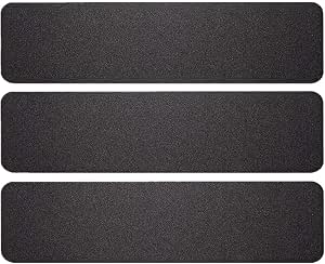 3 Pack Non-Slip Stair Treads - 6x24 Inch, Black High Traction Adhesive Safety Tape
