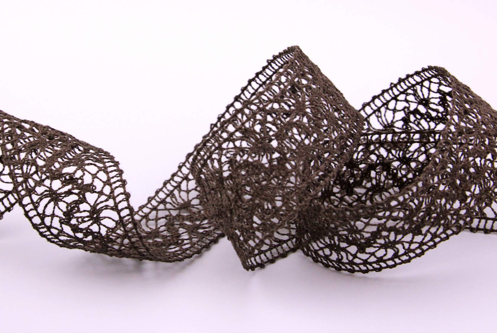 finemark 15 m x 38 mm Lace Ribbon Emma Brown Sold by the Metre Lace Crochet Ribbon Cotton Blend Natural Look Decorative Ribbon Crochet Lace Trim