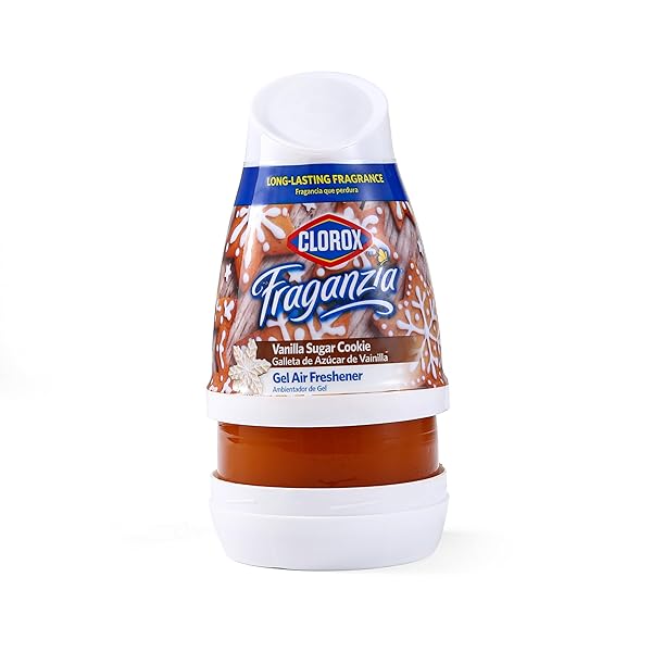 CLOROX FRAGANZIA GEL AIR FRESHENER CONE, VANILLA SUGAR COOKIE SCENT – NO-PLUG, BATTERY-FREE AIR FRESHENER FOR SMALL ROOMS, CLOSETS, KITCHENS, BATHROOMS, OFFICES AND MORE, 6 OUNCE