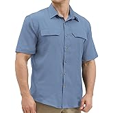 Mens Short Sleeve Sun UV Protection Shirt Cooling Quick Dry Fishing Shirts for Travel Outdoor Camping Hiking UPF 50+