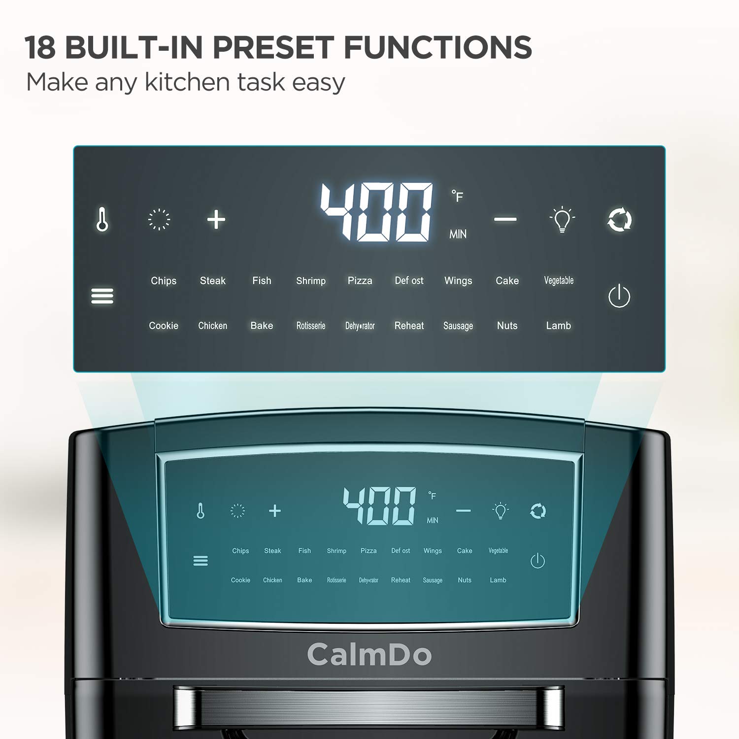 CalmDo Air Fryer Toaster Oven 12 Quarts, Rotisserie, Dehydrator