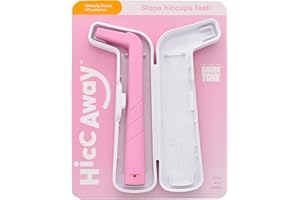 HiccAway Hiccup Straw - Stops Hiccups Naturally & Fast - As Seen On Shark Tank - Clinically Proven Relief for All Ages, Children & Adults - Lightweight, Reusable, & Safe (HiccAway + Case, PINK) 1 Pack