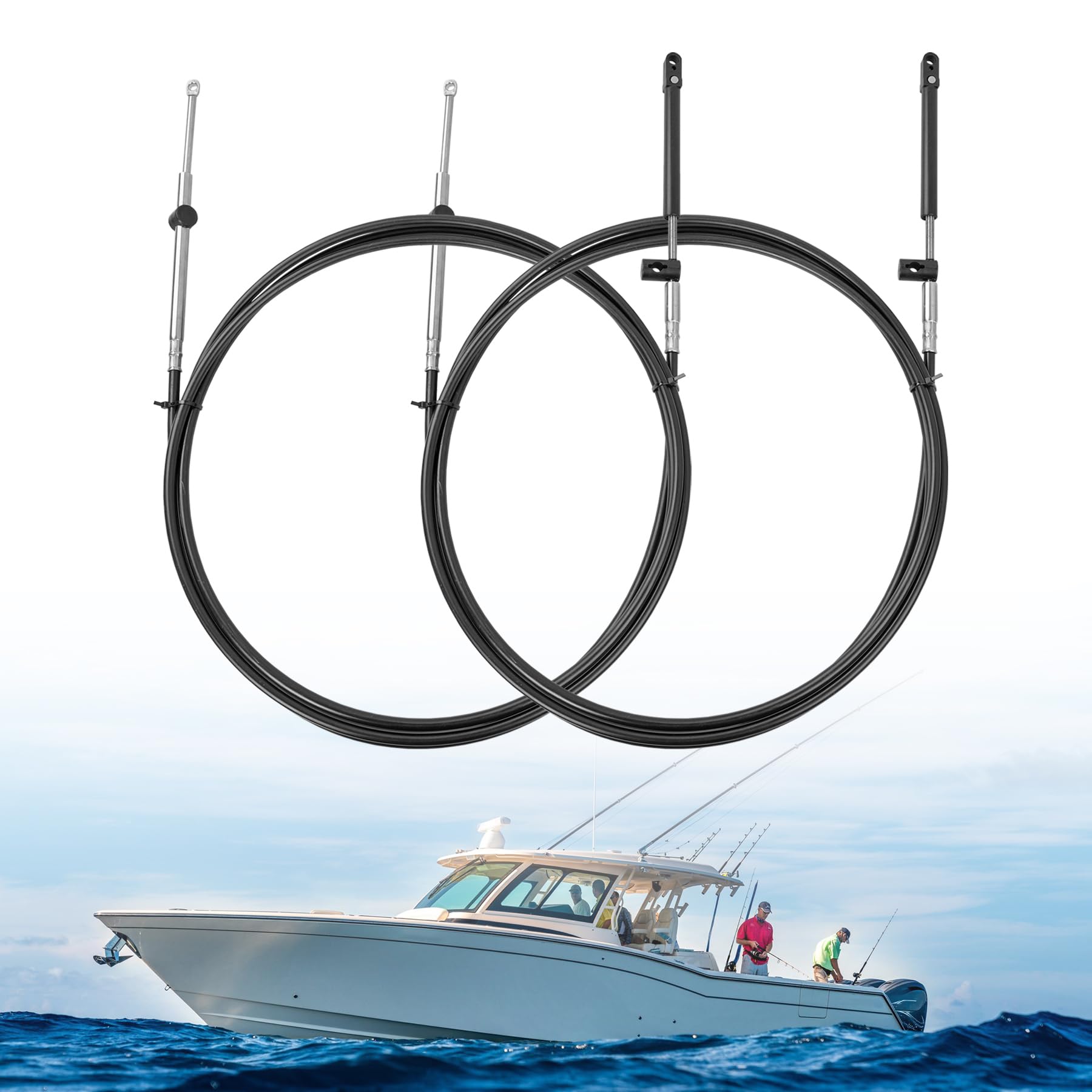 Photo 1 of ATRACYPART 15FT Boat Throttle and Shift Cables, 600A GEN I Control Cable, Compatible with Mercury MerCruiser Marine Force Outboard Engines, Replace CC17915 (2PCS)