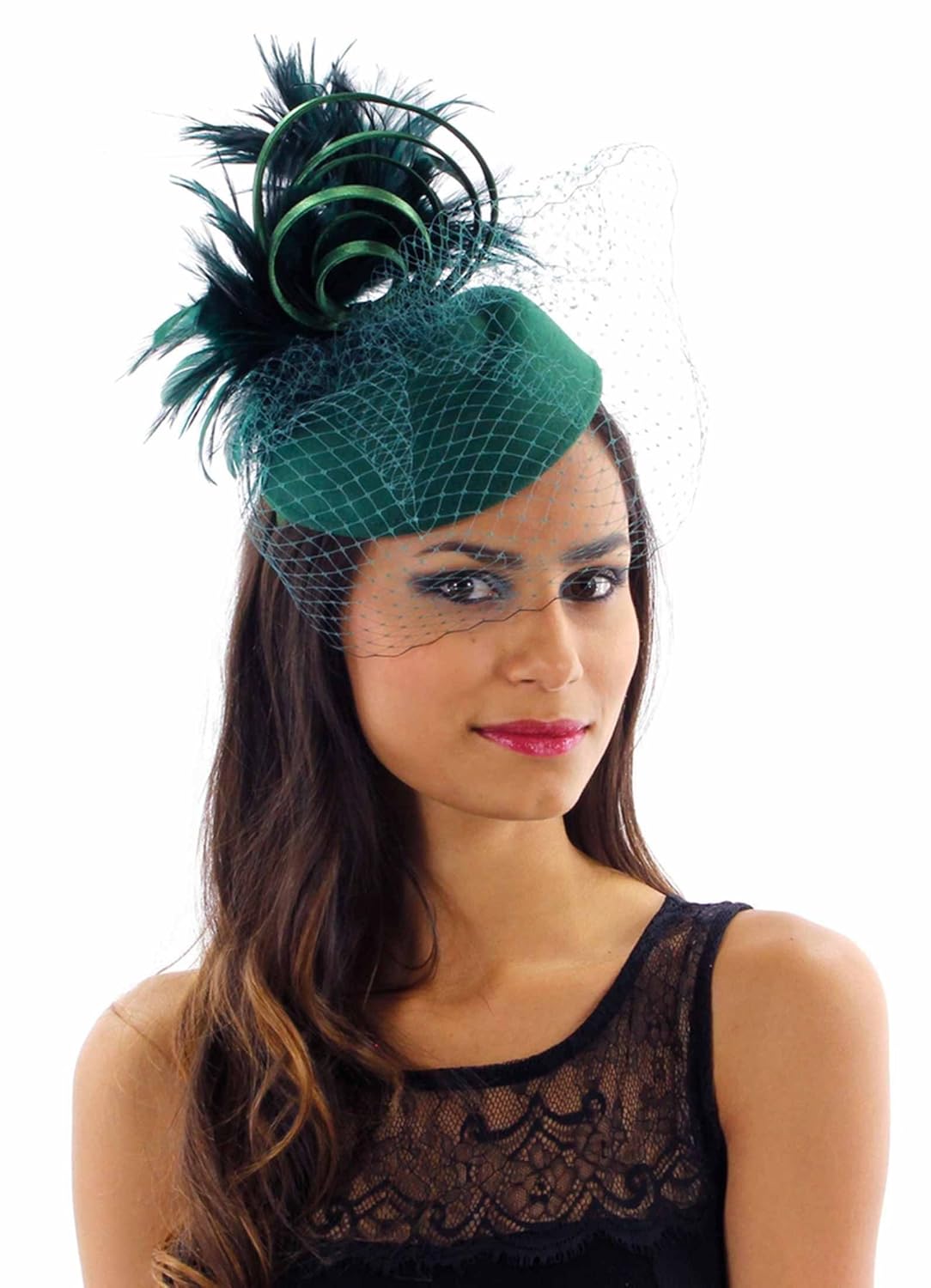 On Holiday Pillbox Fascinator Hat (Green, One Size) at Amazon Women’s Clothing store Fashion
