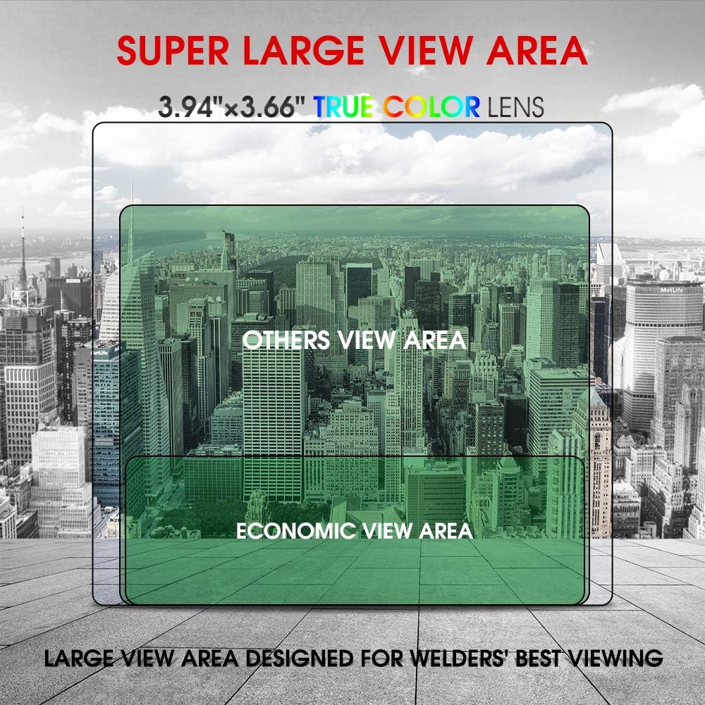 YESWELDER Large Viewing Screen 3.94"X3.66" True Color Solar Power Auto Darkening Welding Helmet, 4 Arc Sensor Wide Shade 4~5/9-9/13 for TIG MIG Arc Weld Grinding Welder Mask LYG-M800H - - 