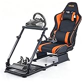 VEVOR Racing Wheel Stand, Heavy-Duty Simulator Cockpit Steering Stand with Dual-Rail Dual-Arm, Fit Logitech G25,G27,G29,G920,