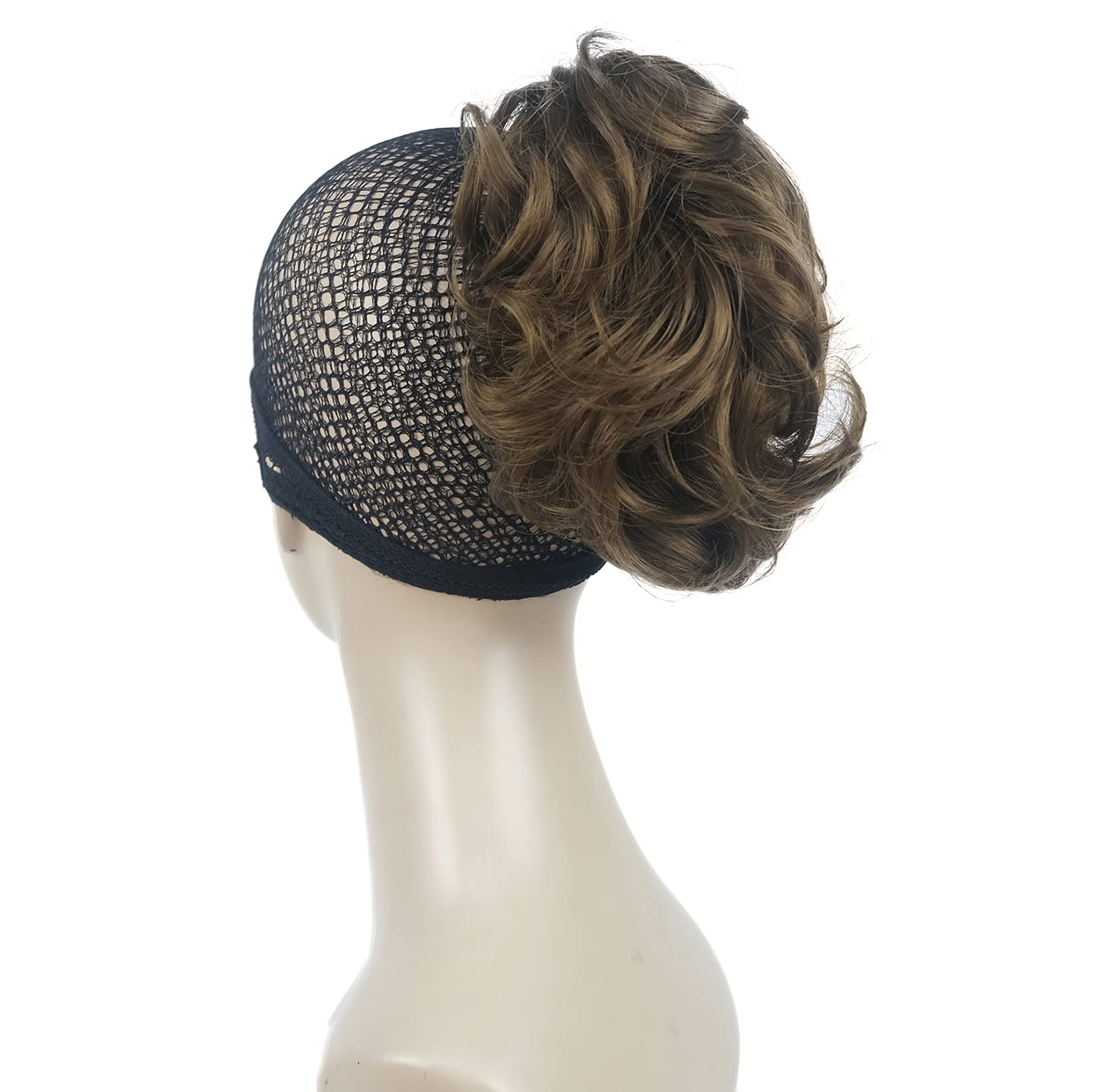 Lydell Short Ponytail Hair Extensions Wavy Curly Synthetic Hairpiece with Jaw Claw (12 Light Reddish Golden Brown)