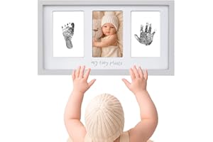 My Tiny Prints Newborn Baby Handprint and Footprint Kit, Baby Frame with Modern White Matting, Baby Keepsake Frame, Baby Pict