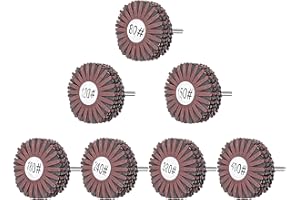 KUGNNG 7-Pack Abrasive Cloth Flap Wheel - 1/4 Inch Shank for Woodworking Root Carving Furniture Polishing,Mop Sander Sanding80, 120, 150, 180, 240, 320, 400 Grit,Sanding Mops Woodworking