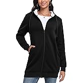 MoFiz Womens Zip Up Hoodies Fleece Long Hoodies Warm Casual Hooded Sweatshirt Jacket with Pockets