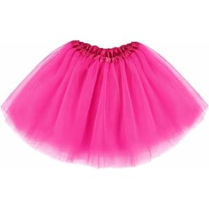 iHUFeather Tutu Skirts for Women Adults 5 Layers Fluffy Elastic Tulle Skirt Halloween 80s Running Party Dance Costume