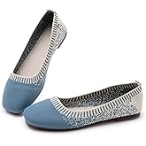 RVROVIC Women Flat Shoes Knitted Lightweight Slip-on Loafers Breathabel Soft Comfortable Ballet Flats