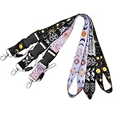 BKBKAAK 3 Packs Moon Breakaway Lanyards for Badge Holder, Keys, Wallets, Quick Release Buckle Detachable Lanyard, Cool Silky Neck Lanyard for Teacher, Student, Office