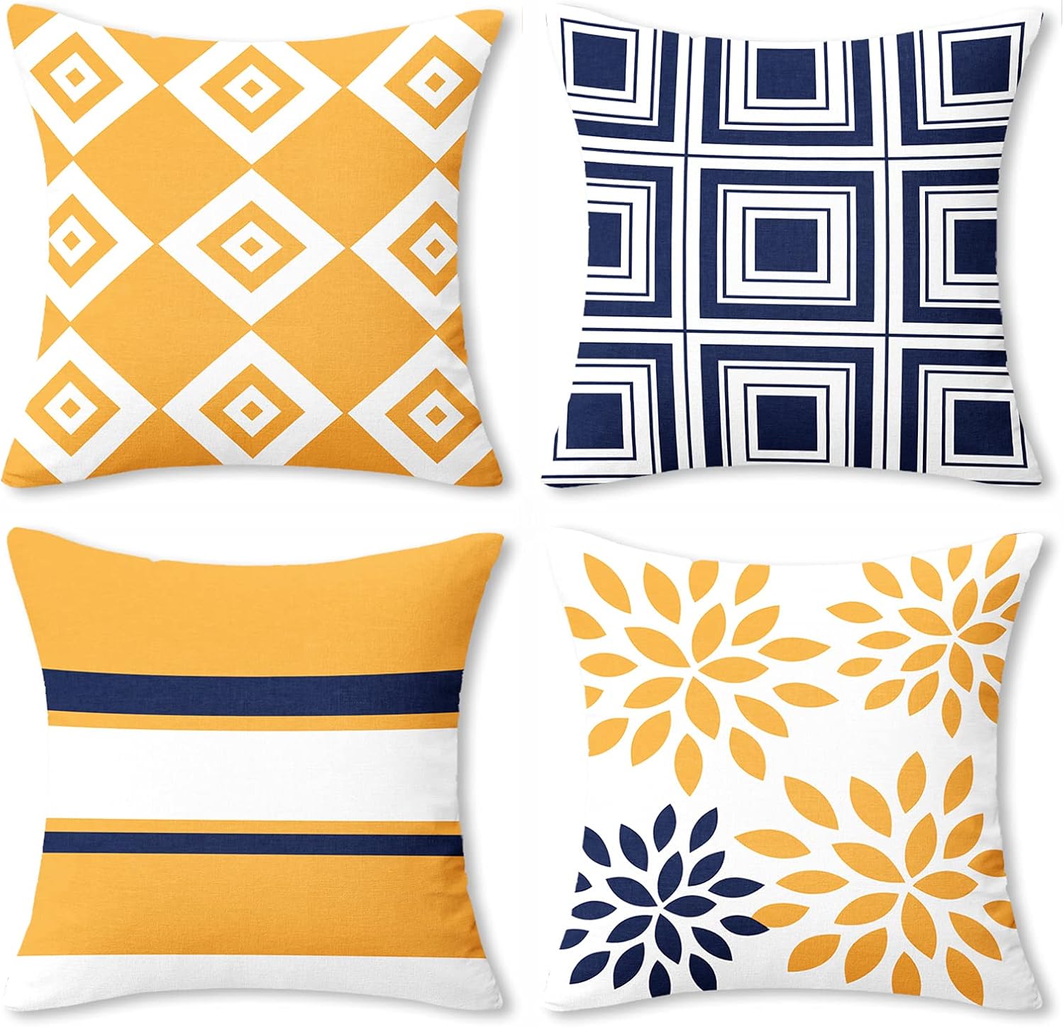 Maliton Throw Pillow Covers 18x18, Decorative Pillows for Living Room, Premium Cotton Linen Couch Pillow Covers, Mordern Pattern Throw Pillows Case for Sofa Bedroom Cushion Home Decor, Set of 4