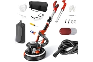 Tarlido Drywall Sander, 750W Electric Drywall Sander with Vacuum Dust Collection, 5 Variable Speed 900-1800RPM with LED Light, Foldable Handle, Sanding Discs & Grids for Sanding Floor, Popcorn Ceiling