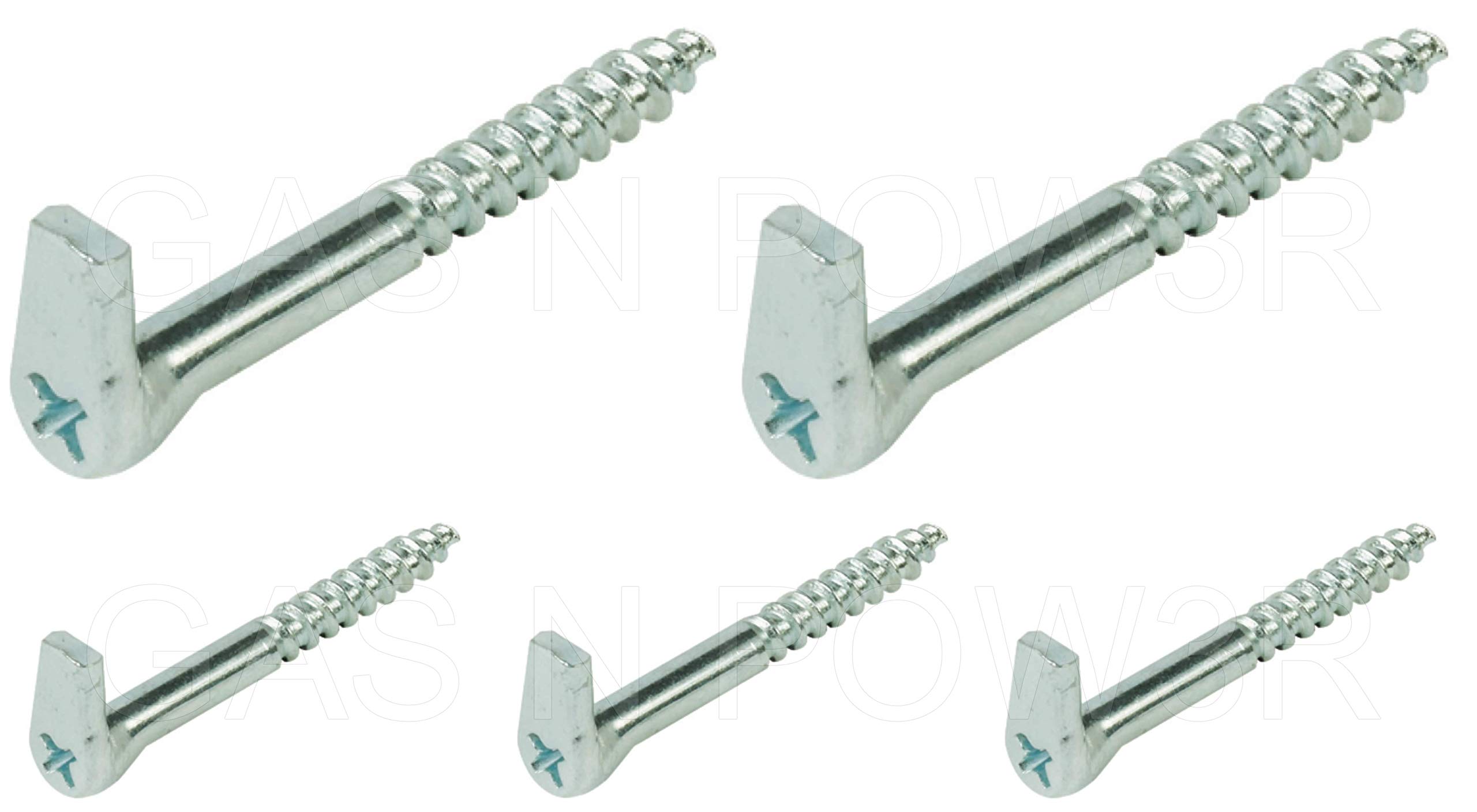 x5 Screw Hooks with Cross Slot Heavy Duty GALVANISED Steel SELF Tapping Wood 5.2 x 50mm