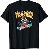 Vincent Trinidad Art Adult Unisex Raccoon Skateboarding Retro T-Shirt, Black, Short Sleeve, Small