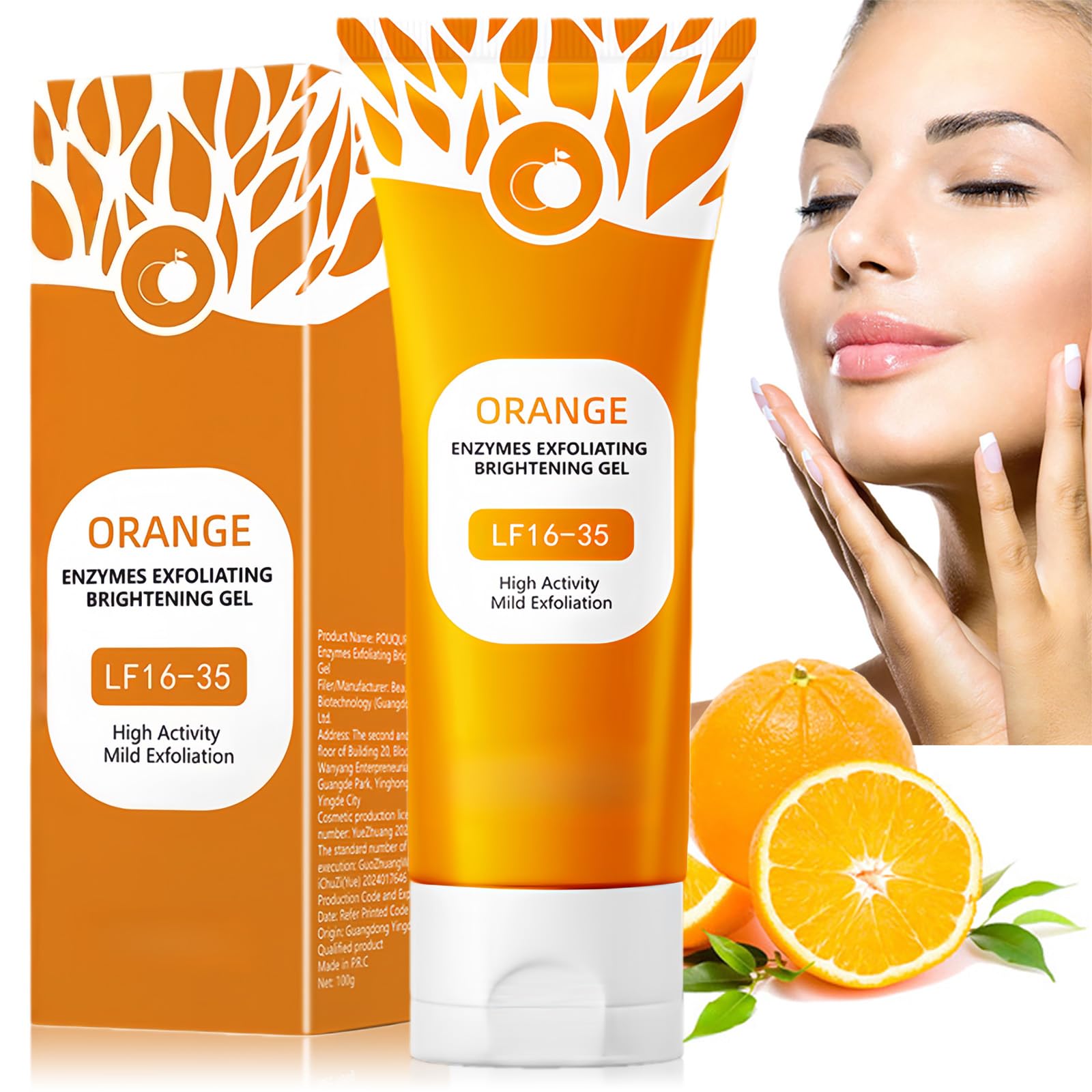 Orange Peeling Gel - Deep Exfoliating Cleanser for Face and Body, Gentle yet Effective Radiant Skin Scrub with Orange Bubble Formula