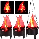 Macarrie 3 Pcs 3D LED Fake Fire Effect Light 110v Electric Campfire | Artificial Fire Effect Lamp Halloween Fire Pit Hanging Cauldron Decor for Halloween Christmas Holiday, Bar Stage, Home Party