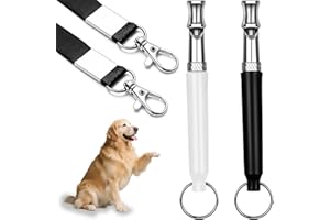 JLZNLC 2 Pack Dog Whistle, Dog Whistle to Stop Barking Neighbors Dog, Adjustable Ultrasonic Silent Dog Whistle, Professional Recall Dog Training Whistles, with Lanyard (Black and White)