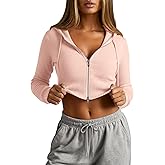 Oakgarden Women's Cropped Zip up Hoodies Long Sleeve Fitted Sweater Pullover Ribbed Knit Casual Trendy Fall Y2k Cardigans